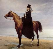 Carolus-Duran Au bord de la mer,Mademoiselle Croisette a cheval oil painting artist