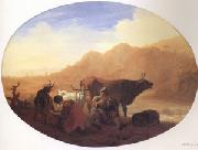 Bamboccio Herdsmen in a Mountainous Landscape oil painting artist