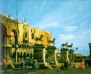 Canaletto Capriccio, The Horses of San Marco in the Piazzetta oil painting reproduction