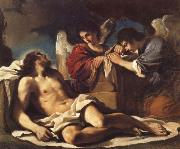GUERCINO The Dead Christ Mourned by two Angels oil painting