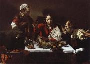 Caravaggio jesus och larjungarna i emmaus oil painting reproduction