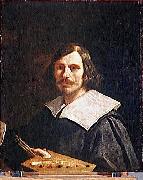 GUERCINO Portrait de lartiste tenant une palette oil painting reproduction