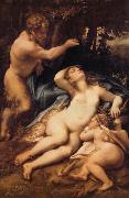Correggio Venus,Satyre et Cupidon oil painting reproduction