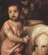 Titian The Child with the dogs (mk33) oil painting reproduction