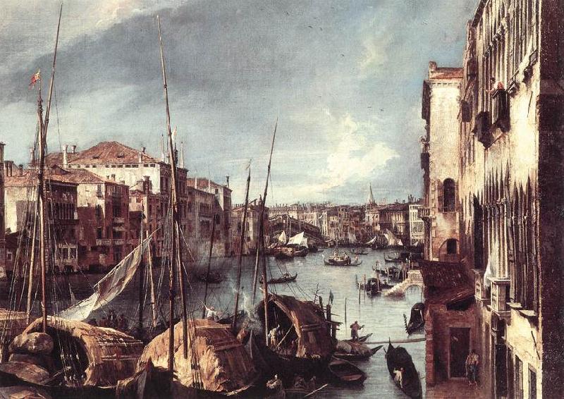 Canaletto The Grand Canal with the Rialto Bridge in the Background (detail) oil painting image