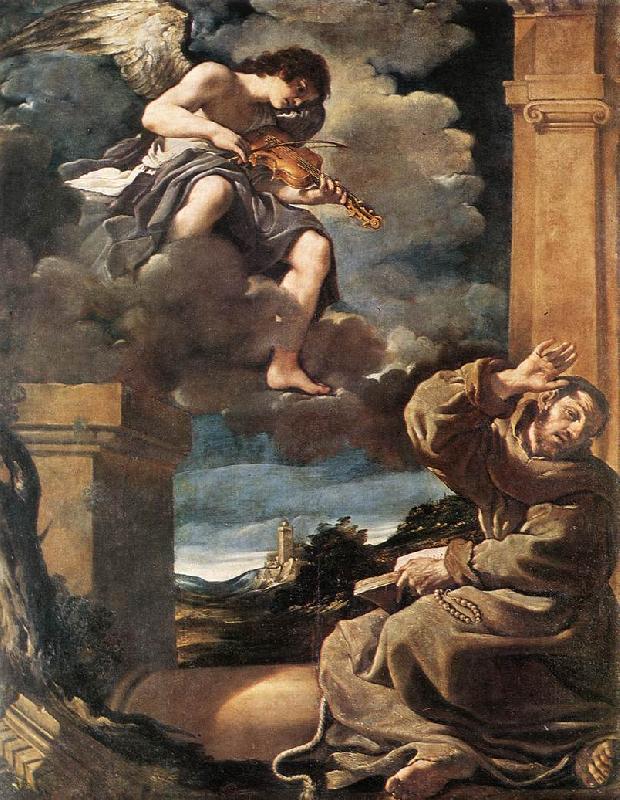 GUERCINO St Francis with an Angel Playing Violin sdg oil painting image
