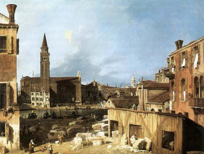 Canaletto The Stonemason-s Yard oil painting image