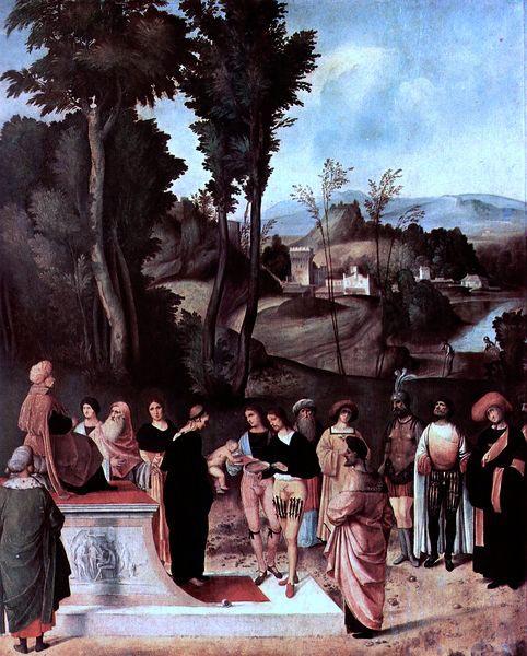 Giorgione Der Mosesknabe vor dem Pharao oil painting image