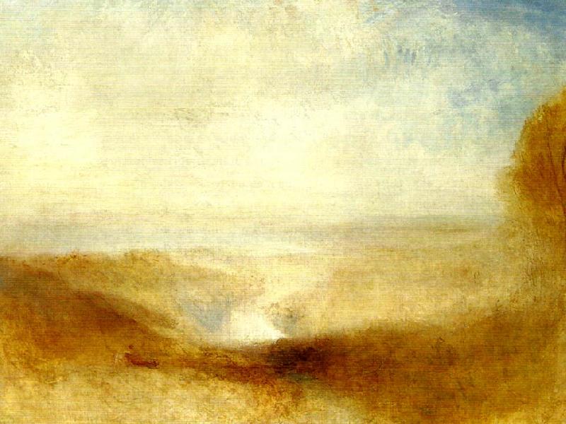 J.M.W.Turner landscape with a river and a bay in the distance oil painting image