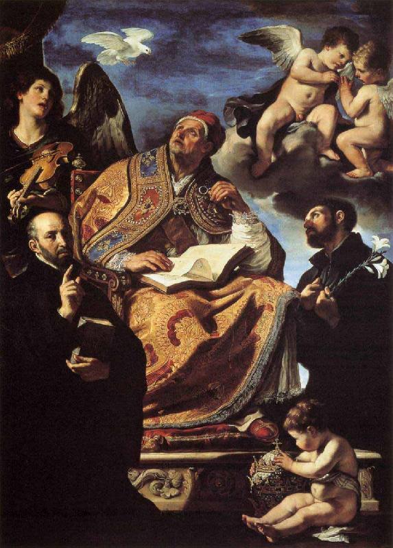 GUERCINO St Gregory the Great with Sts Ignatius and Francis Xavier oil painting image