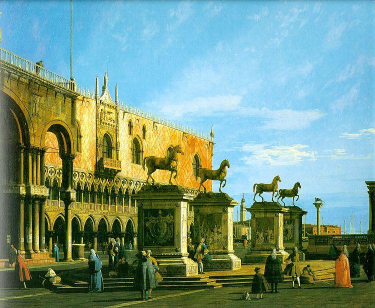 Canaletto Capriccio- The Horses of San Marco in the Piazzetta oil painting image
